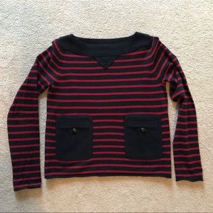 Tory Burch Cashmere Owen Navy and Red Sweater